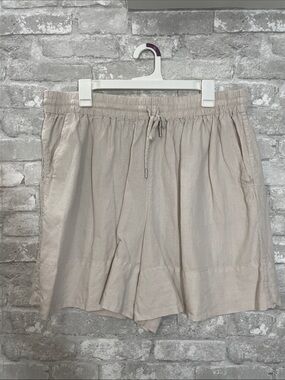 Country Road Beige Elastic Waist Linen Shorts